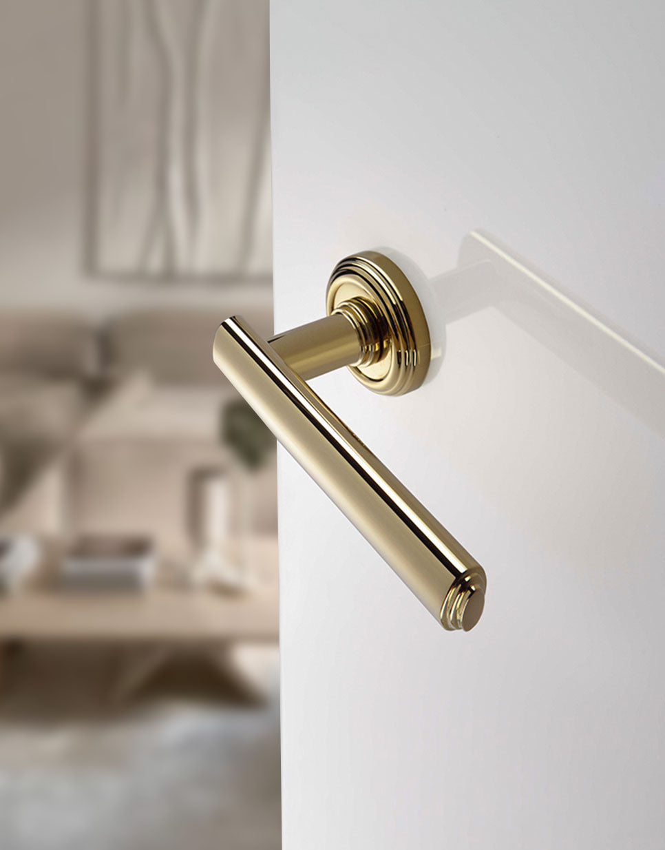 Artdéco door handle set on round rose – Groël Design