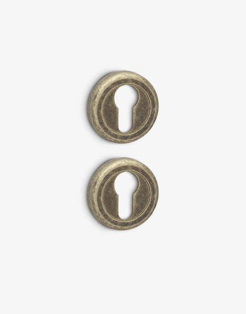 Round Rustic yale escutcheon set