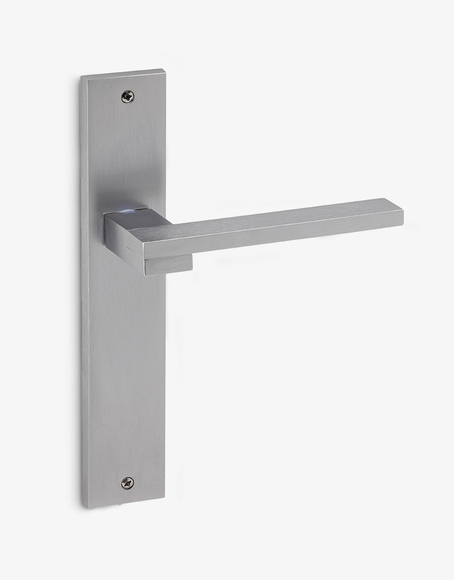 Nadia door handle set on a rectangular backplate