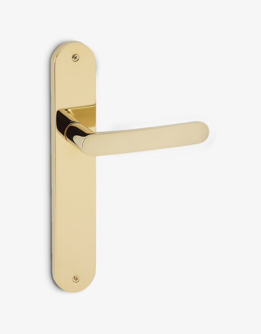 Tendenza door handle set on an oval backplate