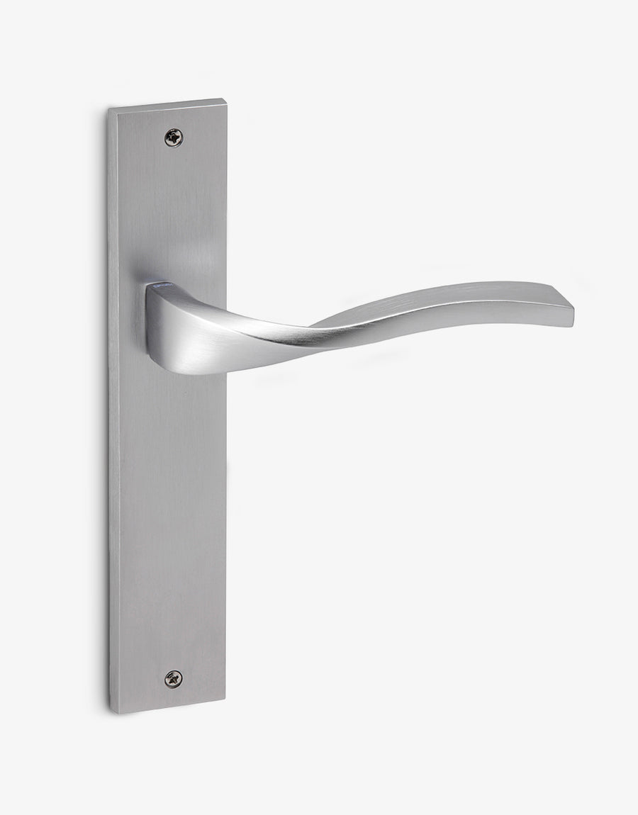 Vol.la door handle set on a rectangular backplate