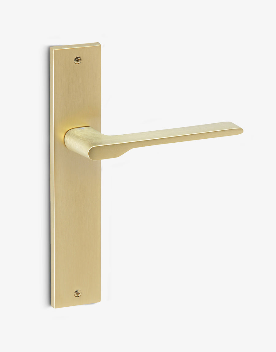 Special door handle set on a rectangular backplate