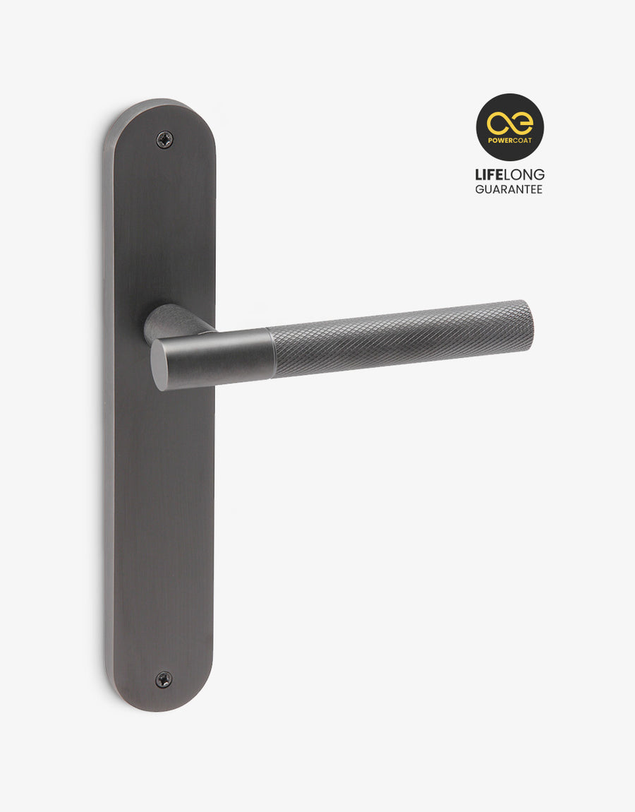 Ibiza door handle set on an oval backplate