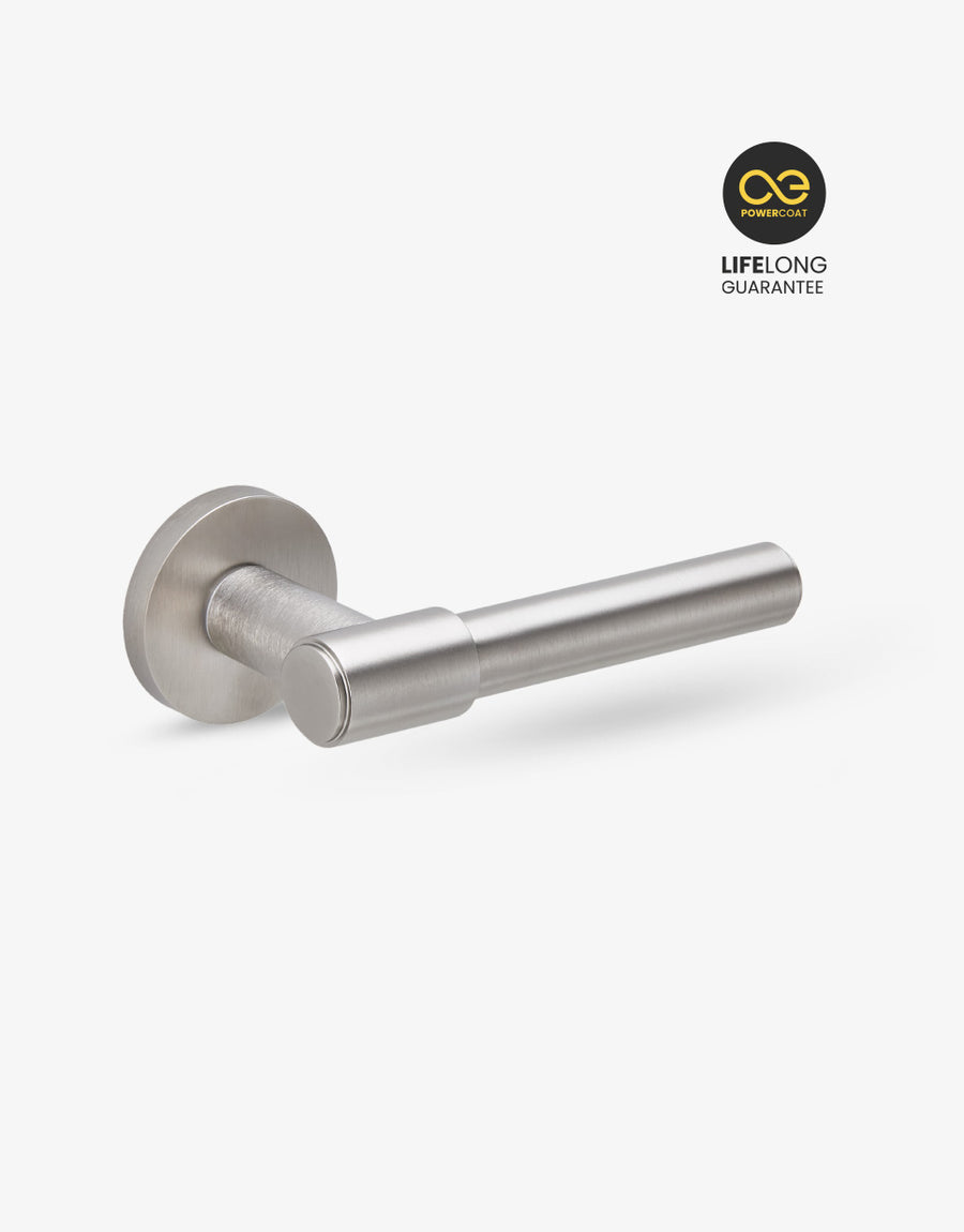 Blume door handle set on round rose