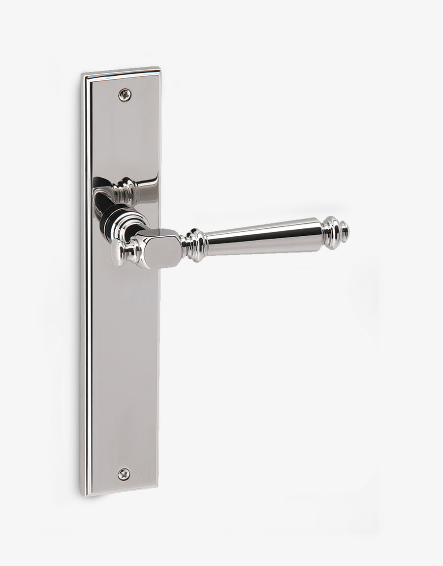 Manega door handle set on a rectangular backplate