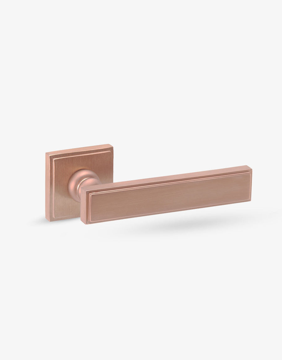 Malika door handle set on squared rose